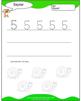 okul öncesi 1 sayısı çizgi çalışması